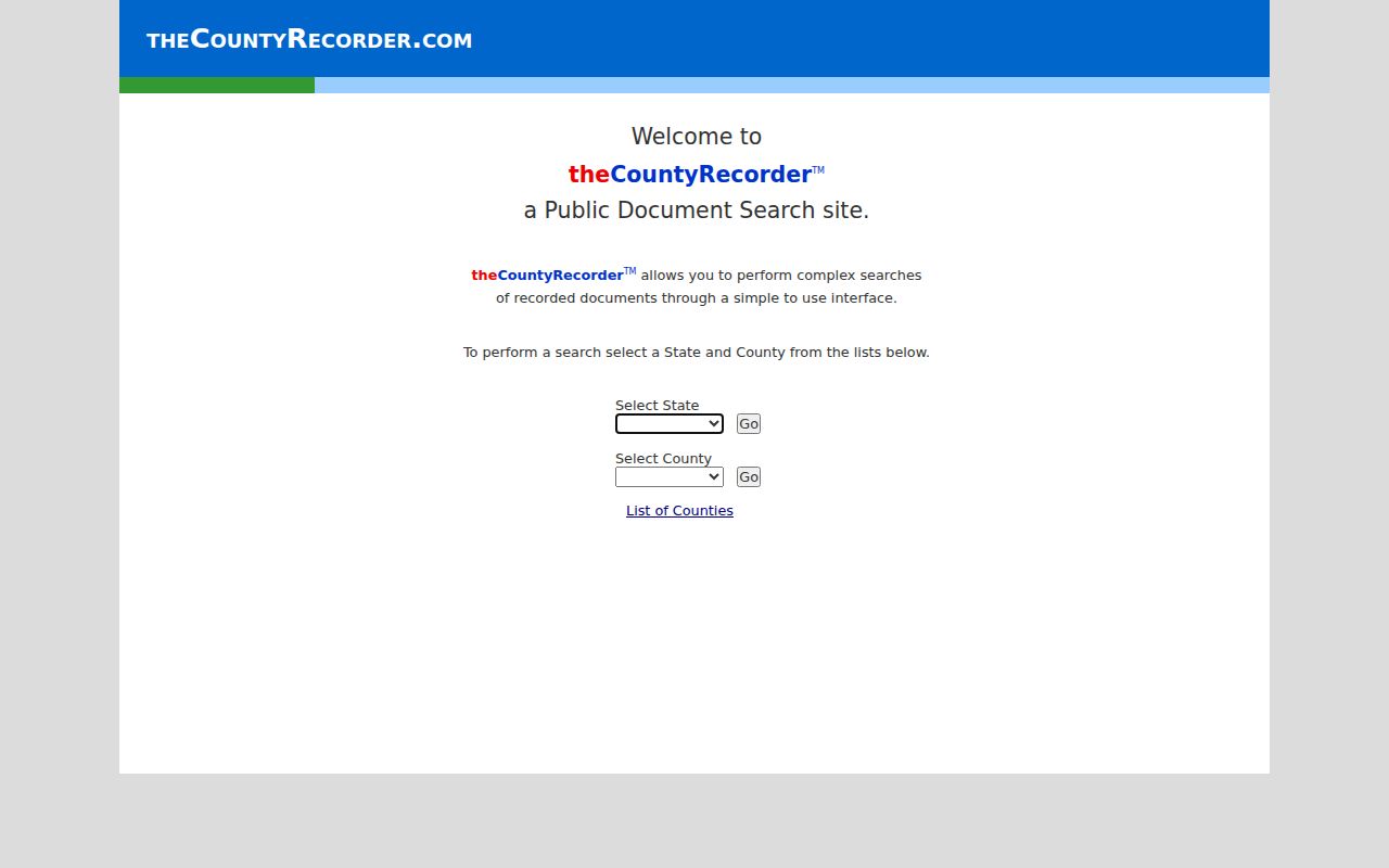 Baca County Clerk of Court page TheCountyRecorder recorded document search