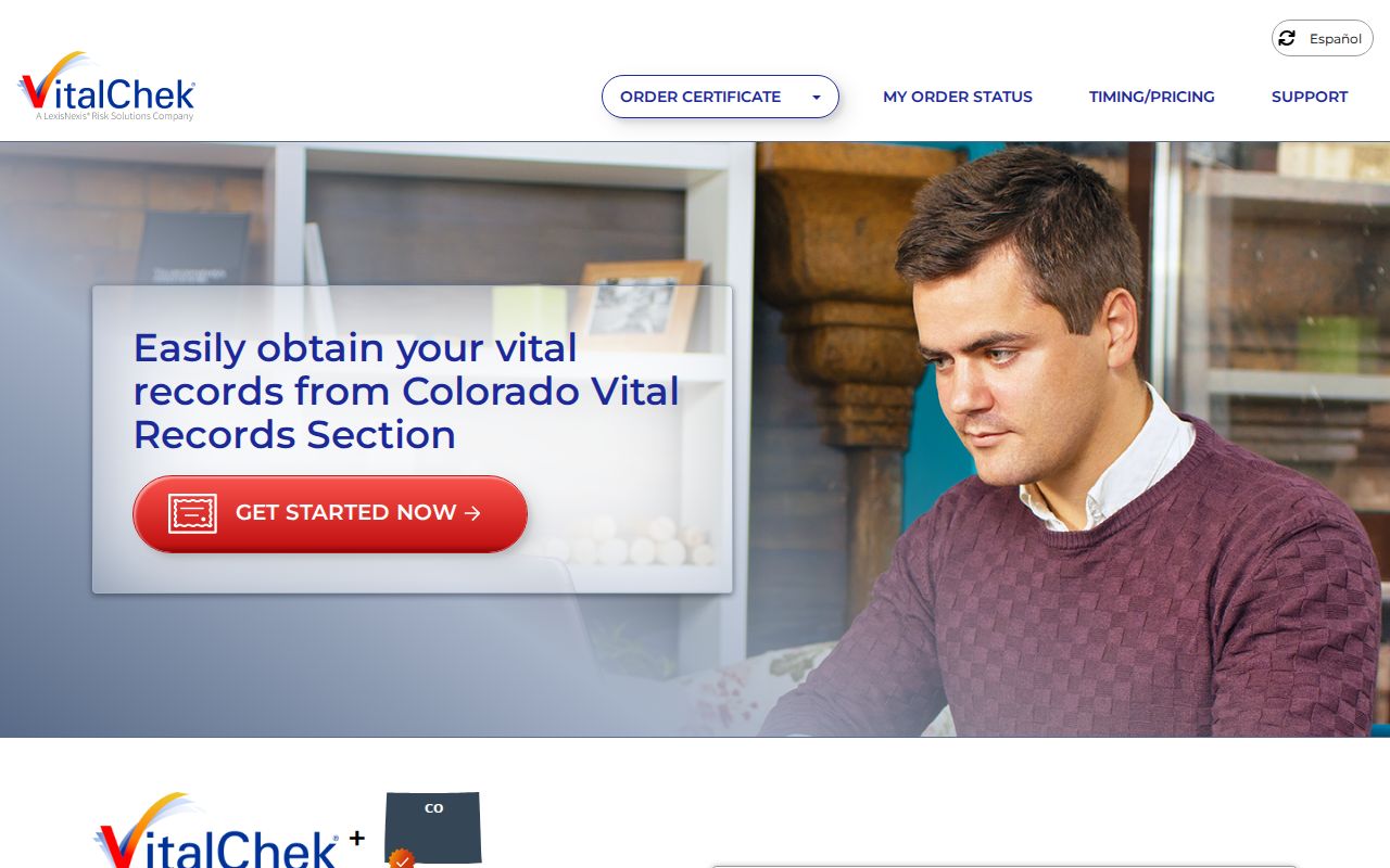 Baca County marriage and divorce records VitalChek Colorado divorce verification page