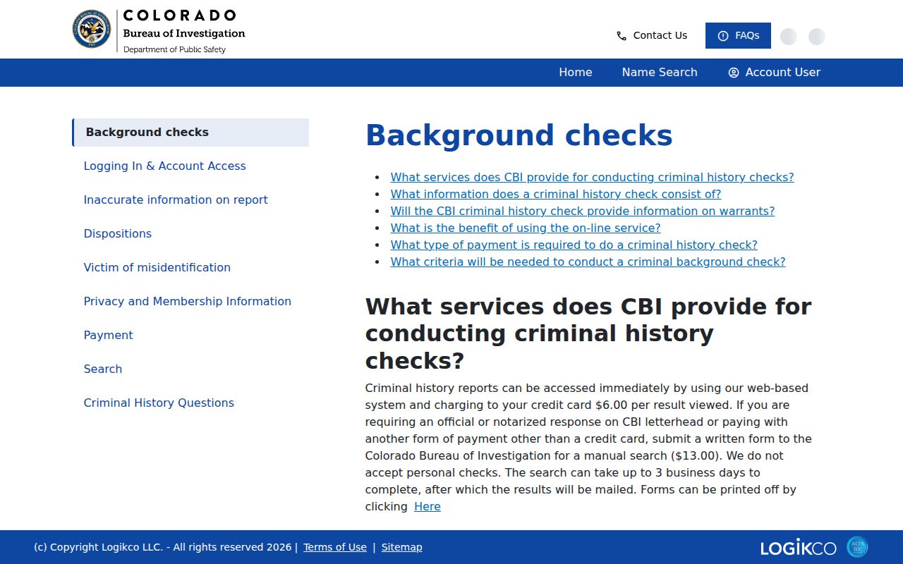 Baca County warrant search CBI criminal history FAQ warrant note
